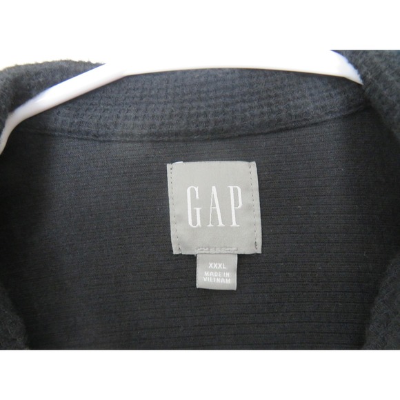 Gap Shirt Mens 3XL Black Textured Modal Camp Collar Short Sleeve Button Up Knit - Picture 5 of 9